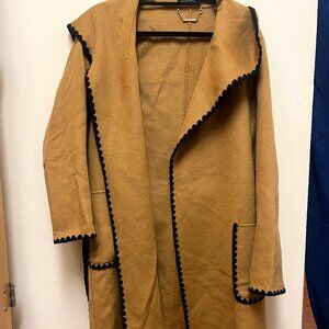 Elie Tahiri Vintage Wool Knee-Length Coat Brown Toffee Size L